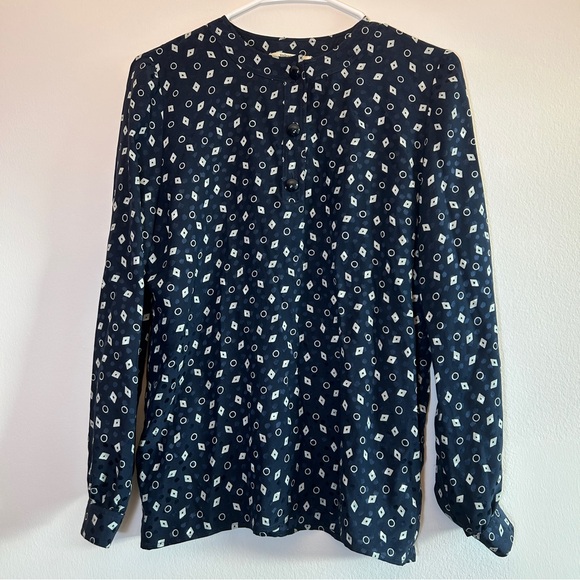 Valentino Miss V Vintage Silk Geometric Print Button Blouse Size 8 - Picture 4 of 7